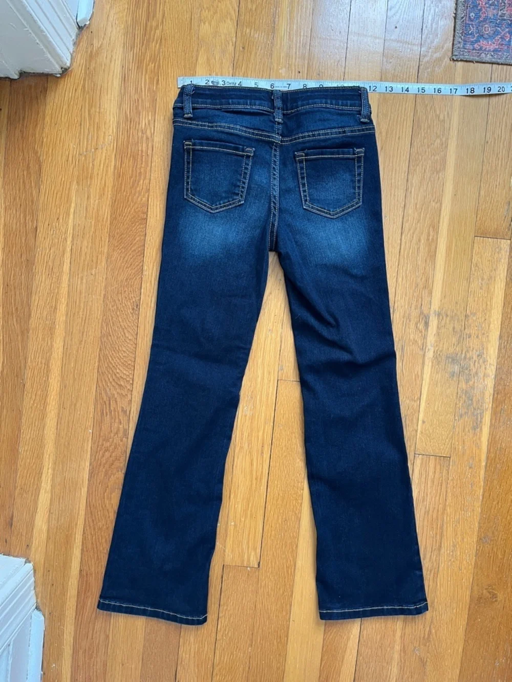 NWOT Girls Size 8 Dark Wash Super Stretch Bootcut Flare Denim Jeans Low Rise